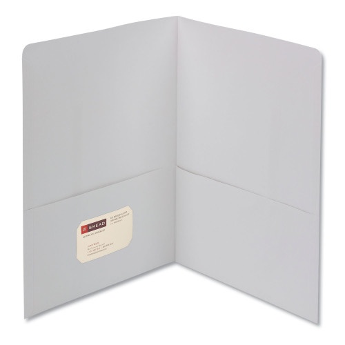 Smead Two-Pocket Folder, Textured Paper, 100-Sheet Capacity, 11 x 8.5, White, 25/Box