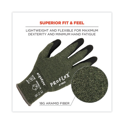 Ergodyne Proflex 7042 Ansi A4 Nitrile-Coated Cr Gloves, Green, 2X-Large, Pair