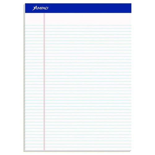 Ampad Perforated Writing Pads, Narrow Rule, 50 White 8.5 X 11.75 Sheets, Dozen