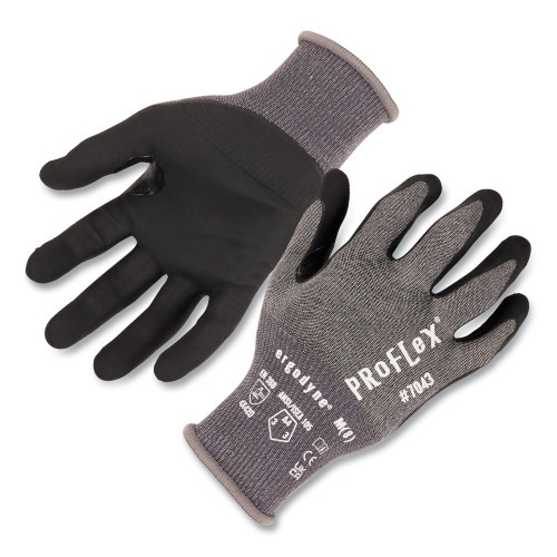Ergodyne Proflex 7043 ANSI A4 Nitrile Coated CR Gloves - Gray, X-Large, 1 Pair