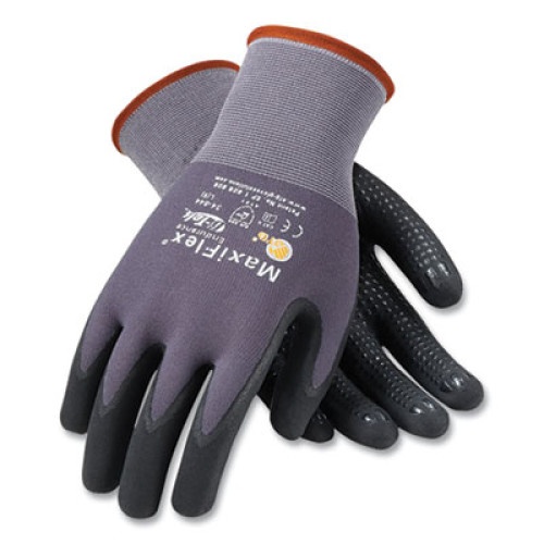 Maxiflex Endurance Seamless Knit Nylon Gloves - Large (Size 9), Gray/Black, 12 Pairs