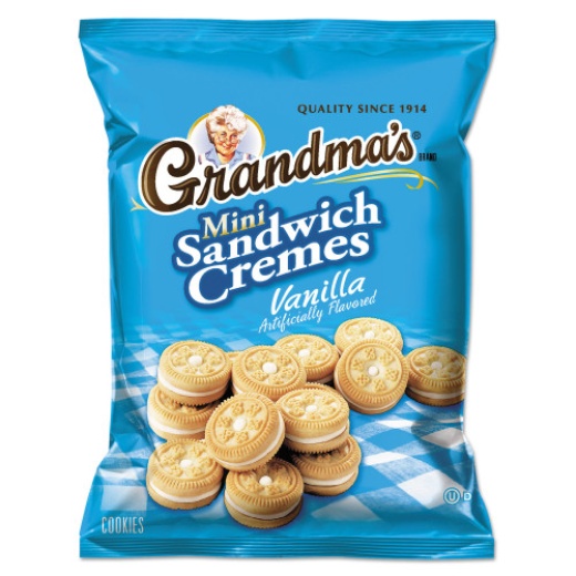 Grandma's Mini Vanilla Creme Sandwich Cookies, 3.71 Oz, 24/Carton