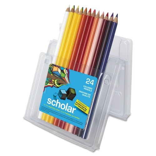 Prismacolor Scholar Colored Pencil Set, 3mm, 2B (#2), Assorted Lead/Barrel Colors, 24/Pack