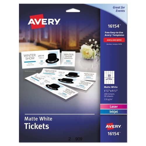 Avery Printable Tickets with Tear-Away Stubs