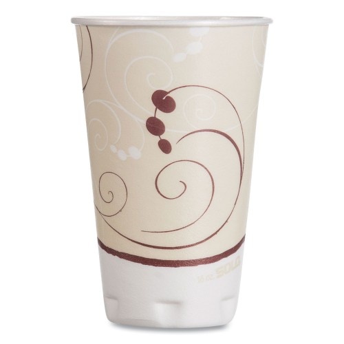 Dart Trophy Plus Dual Temperature Insulated Cups in Symphony Design, 16 oz, Beige, 50/Pack, 15 Packs/Carton