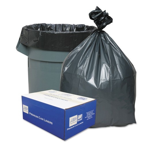Platinum Plus Can Liners - 45 Gal, 1.55 Mil, 39" x 46", Gray, 10 Bags/Roll, 5 Rolls/Carton
