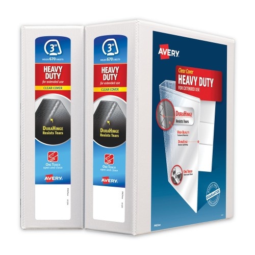 Avery Heavy-Duty Non Stick View Binder with DuraHinge and Slant Rings, 3 Rings, 3" Capacity, 11 x 8.5, White