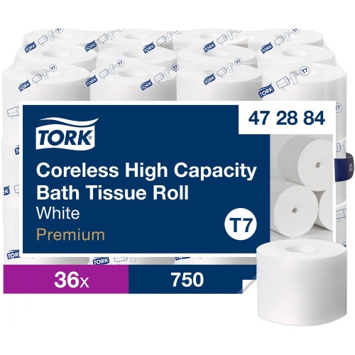Tork Coreless High Capacity Bath Tissue, 2-Ply, White, 750 Sheets/Roll, 36/Carton