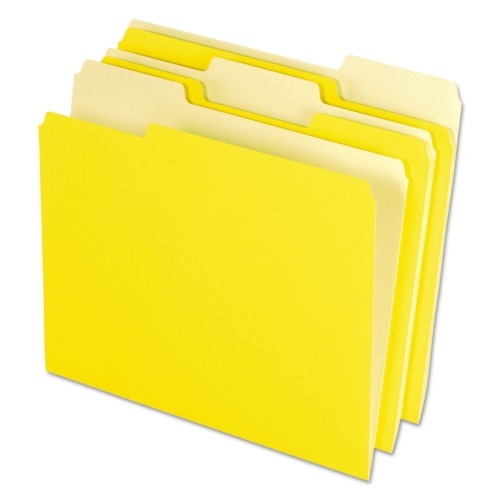 Pendaflex Interior File Folders with 1/3-Cut Tabs: Assorted, Letter Size, Yellow, 100/Box