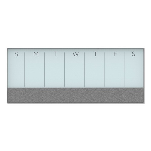 U Brands 3N1 Magnetic Glass Dry Erase Combo Board with Weekly Calendar