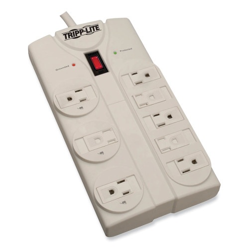 Tripp Lite Protect It! Surge Protector, 8 AC Outlets, 25 Ft Cord, 1,440 J, Light Gray