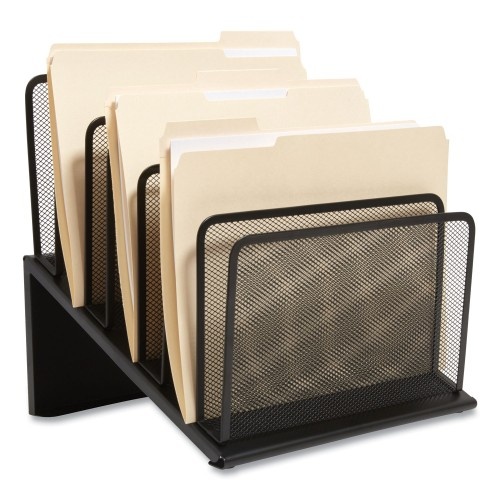 Tru Red Wire Mesh Incline Sorter, Open Design, 7 Sections, Letter-Size, Matte Black