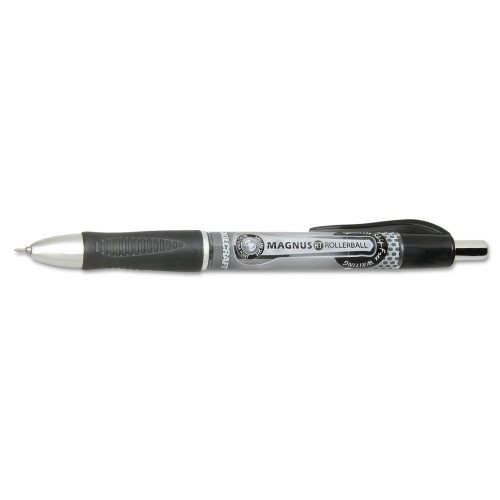 AbilityOne 752001 SKILCRAFT Needle Point Roller Ball Pen, Retractable, Fine 0.5 mm, Black Ink, Gray/Black/White Barrel, Dozen