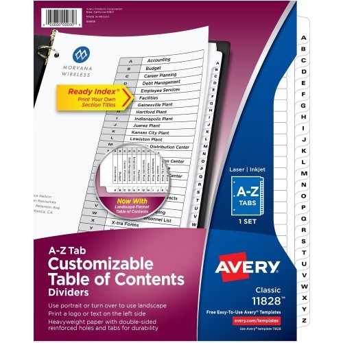 Avery A-Z Black & White Table of Contents Dividers