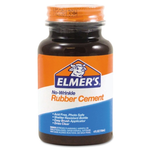Elmer's Rubber Cement With Brush Applicator, 4 Oz, Dries Clear