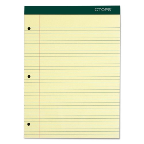 TOPS Double Docket Ruled Pads with Extra Sturdy Back, Medium/College Rule, 100 Canary-Yellow Sheets