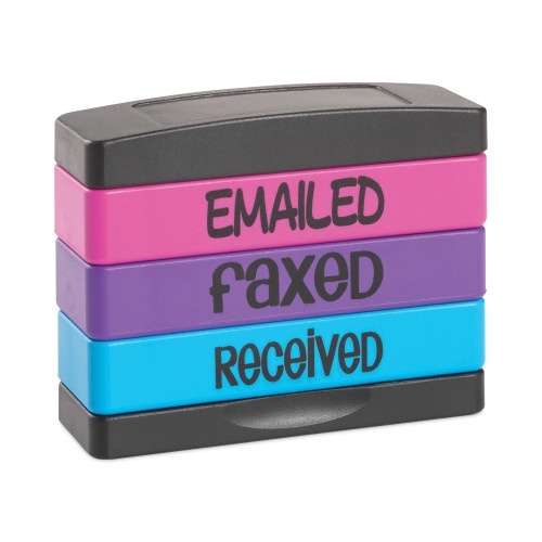 Trodat Interlocking Stack Stamp, Emailed, Faxed, Received, Assorted Fluorescent Ink