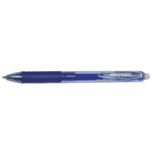 Abilityone 752001 Skilcraft Erasable Re-Write Gel Pen, Retractable, Medium 0.7 Mm, Blue Ink, Blue Barrel, Dozen