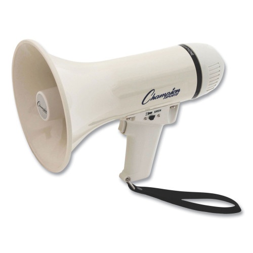 Champion Sports Megaphone, 4 W to 8 W, 400 Yds Range, White
