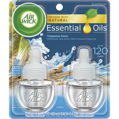 Air Wick Scented Oil Warmer Refill - Turquoise Oasis, 2/Pack, 60-Day Long-Lasting Scent