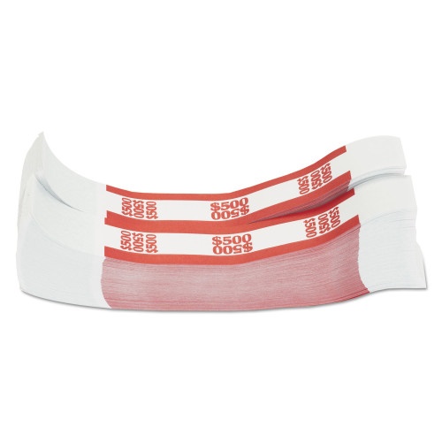Coin-Tainer Pap-R Products Currency Straps, Red, $500 in $5 Bills, 1000 Bands/Pack