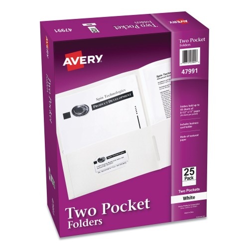 Avery Two-Pocket Folders, 40-Sheet Capacity, 11 x 8.5, White