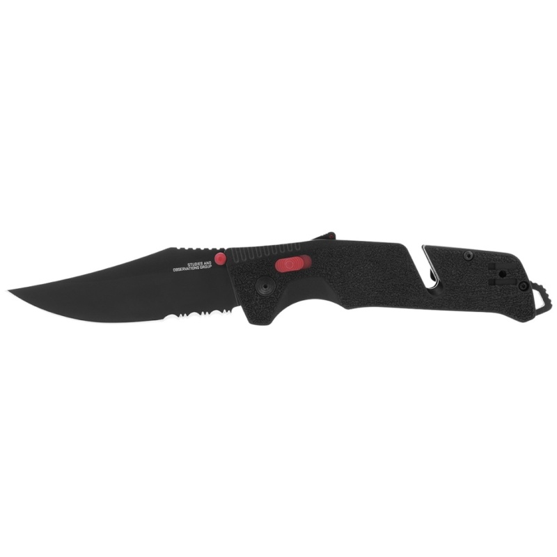 Sog-Trident At - Black & Red - Partially Serrated