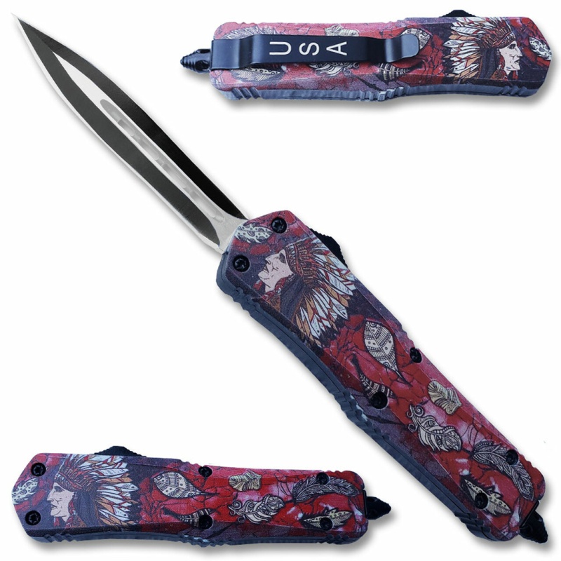Swift Double Edge Native American Mid-Size Otf Knife