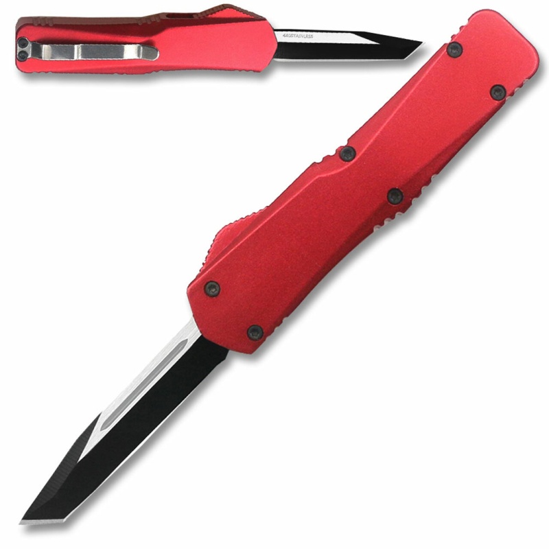 California Legal Otf Dual Action Knife (Red) Tanto Blade