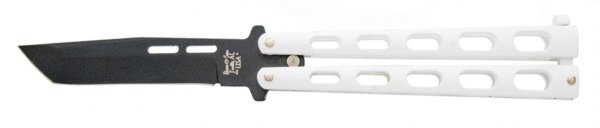 5 In. White Butterfly 1095 Powder Coated Tanto Blade
