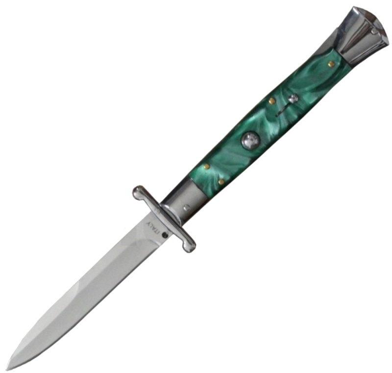 Milano 10" Swinguard Green Swirl Automatic Knife (4.2" Polish)