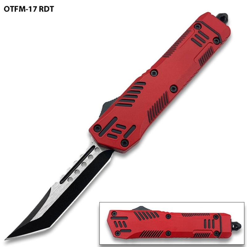 Red Black Hills Otf Tanto Point Blade W/Glass Breaker