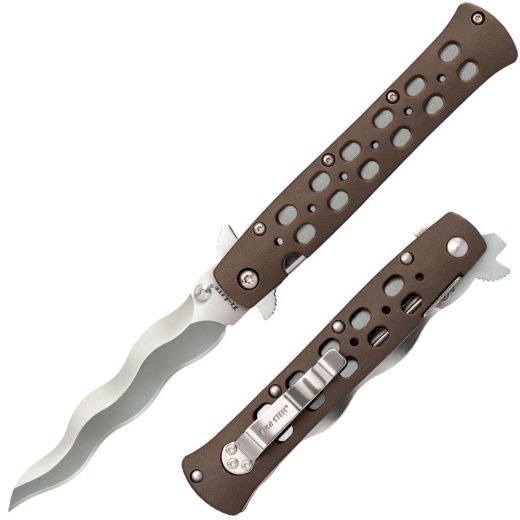 Kris Ti-Lite Folding Knife 4" Japanese Aus-10A Kris Blade, Fde Griv-Ex
