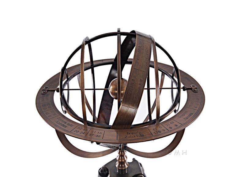 Brass Armillary With Wood Stand