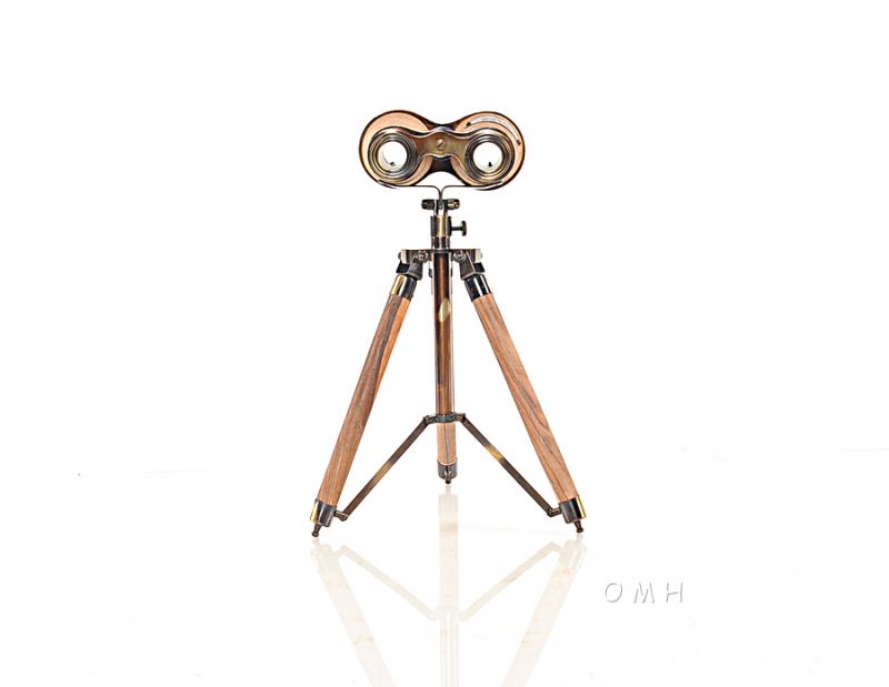 Wood/Brass Binocular On Stand
