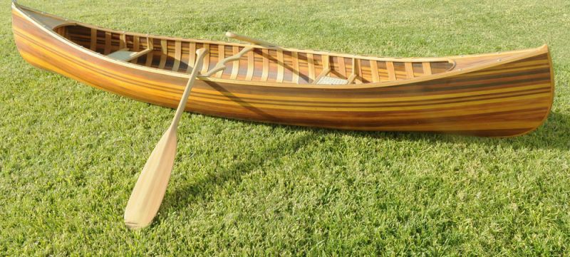 Wooden Canoe With Ribs Curved Bow Matte Finish 12 Ft