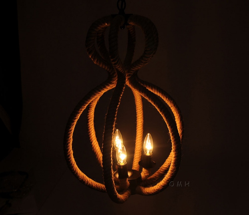 Rope Pendant Lamp - 3 Bulbs