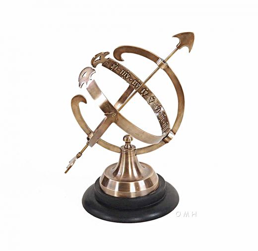 Brass Armillary On Wooden Base