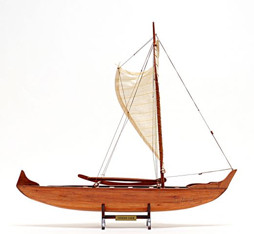 Hawaiian Canoe Model - Handcrafted Wooden Decor