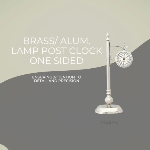 Brass/Aluminum Lamp Post Clock One Sided