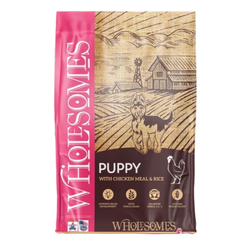 Wholesomes Puppy Dry Dog Food Chicken Meal & Rice 16.5Lb