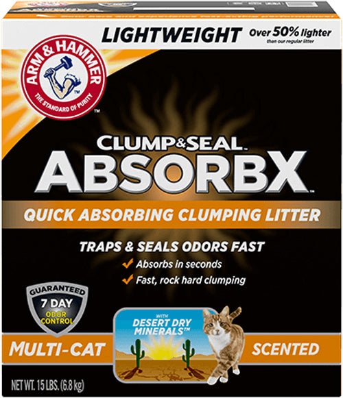 Arm And Hammer Clump And Seal Absorbx Lightweight Multi-Cat Scented Litter 15Lb