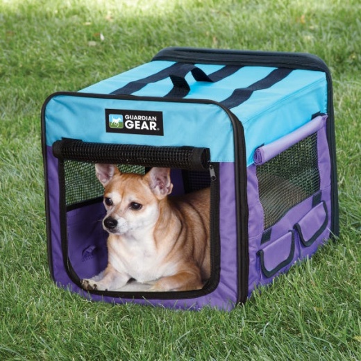 Illustration of Collapsible Dog Crate With Side Storage