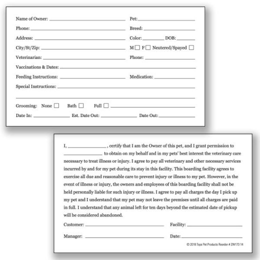 Proselect Kennel Cards, 100 Pk , 4 X 6 In