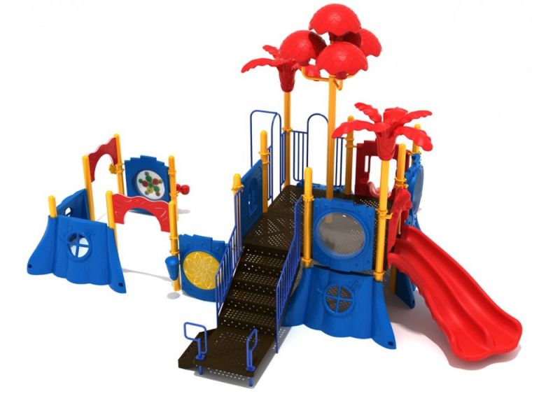 Brown Bear Playground Structure with Games, Climber and Slides