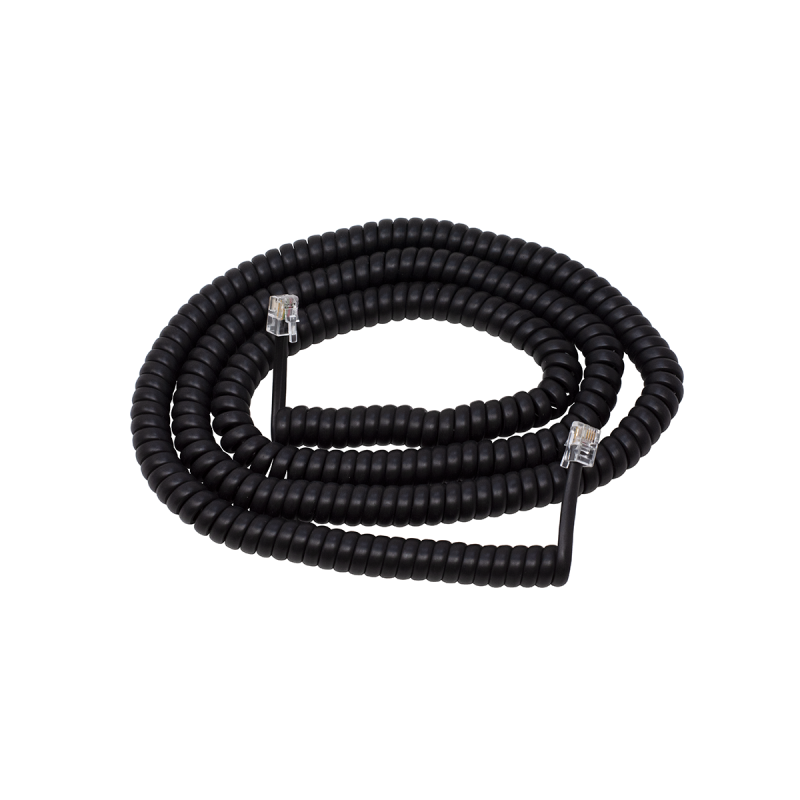 25' Flat Black Coiled Handset Cord