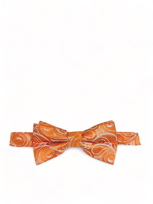 Classic Formal Burnt Orange Paisley Bow Tie - Pre-Tied