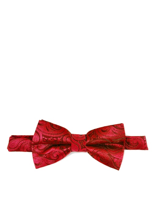 Classic True Red Paisley Bow Tie - Pre-Tied (4.5In. X 2.5In.) by Vittorio Farina