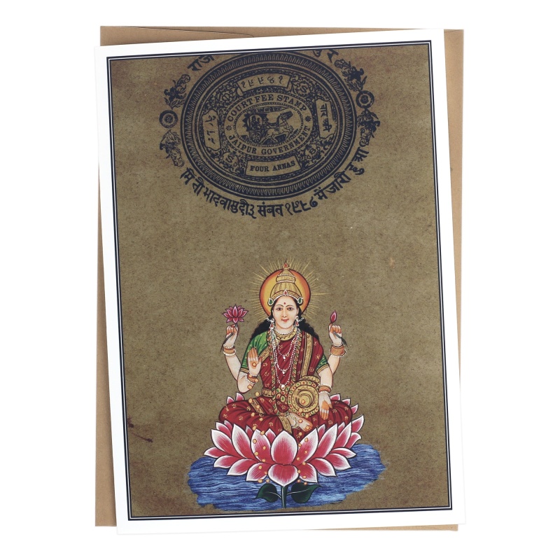 Greeting Card - Rajasthani Miniature Painting - Lakshmi - 5"X7"