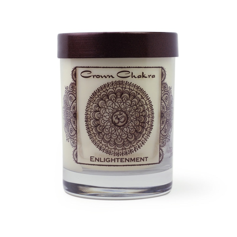 Crown Chakra Sahasrara | Soy Candle For Chakra Meditation Scented With Essential Oils | Lotus Flower | Enlightenment - 10.5Oz